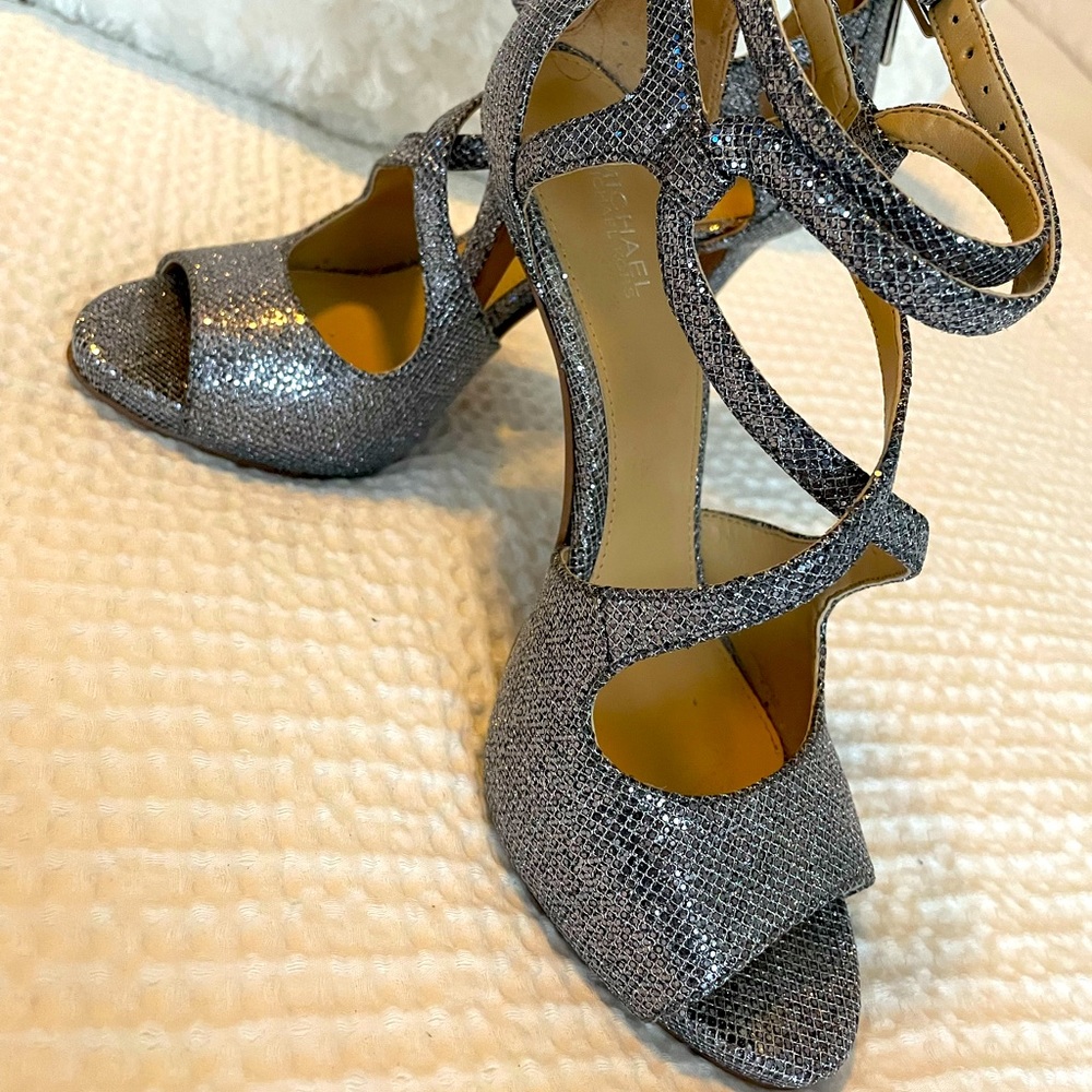 Michael Kors Gray Metallic Strappy Heels